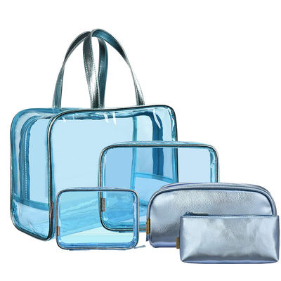 Przezroczyste torby kosmetyczne podróżne ze skóry PVC 5 w 1